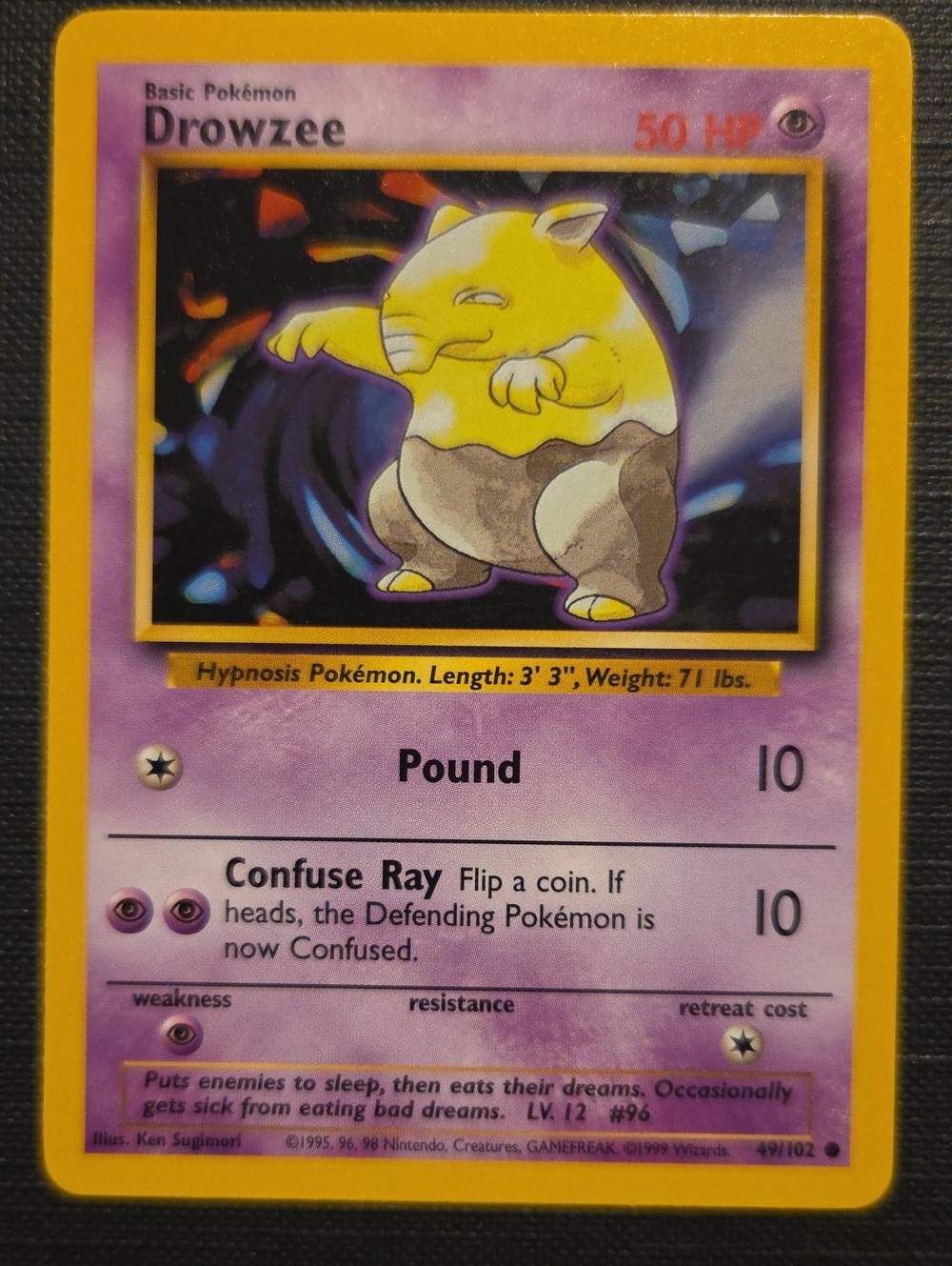 DROWZEE Pokemon Base Set (1999) Trading Card (49/102)